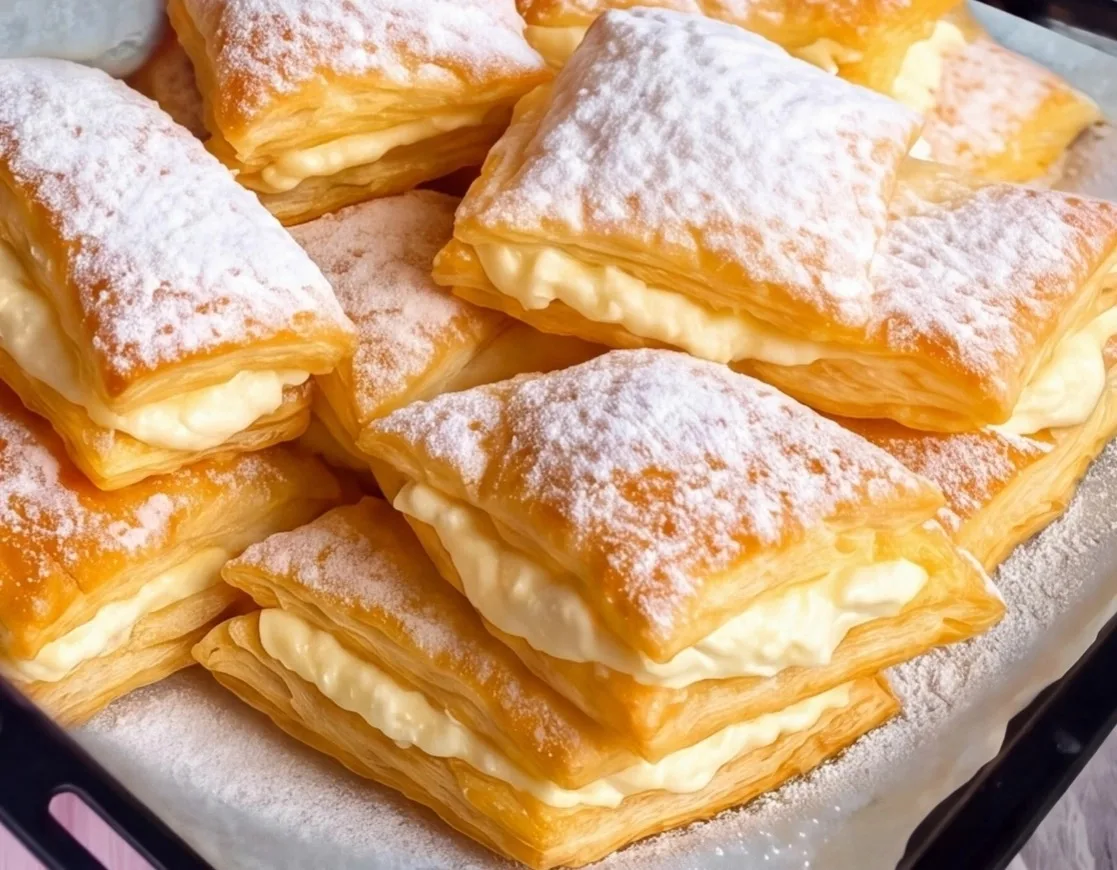 🍰✨ «НАПОЛЕОНЧИКИ» ЗА 20 МИНУТ: Мини-пирожные из слоеного теста — легкие, хрустящие, с ...