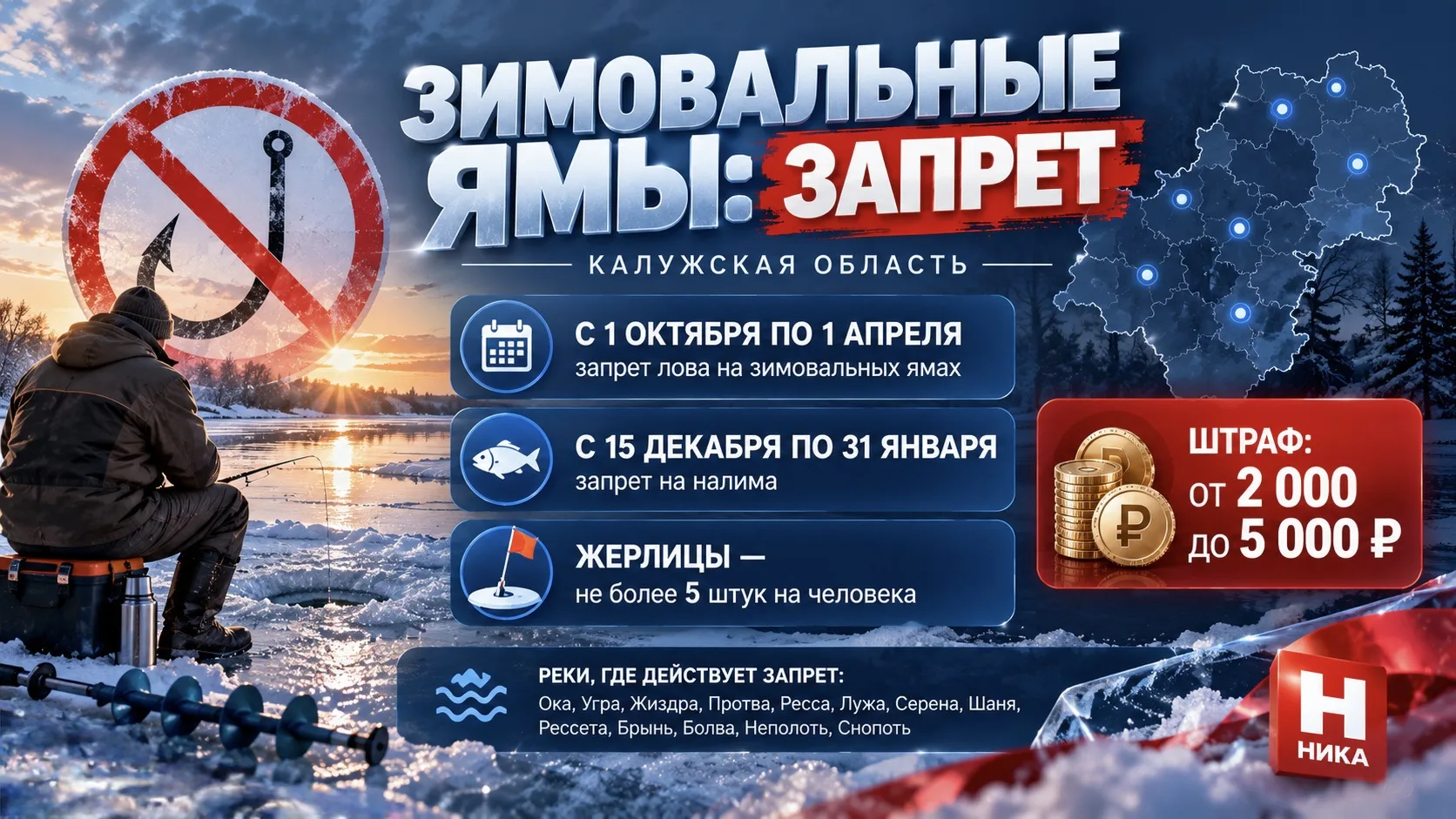 🎣 Рыбакам на заметку: с 1 октября зимовальные ямы под запретом
