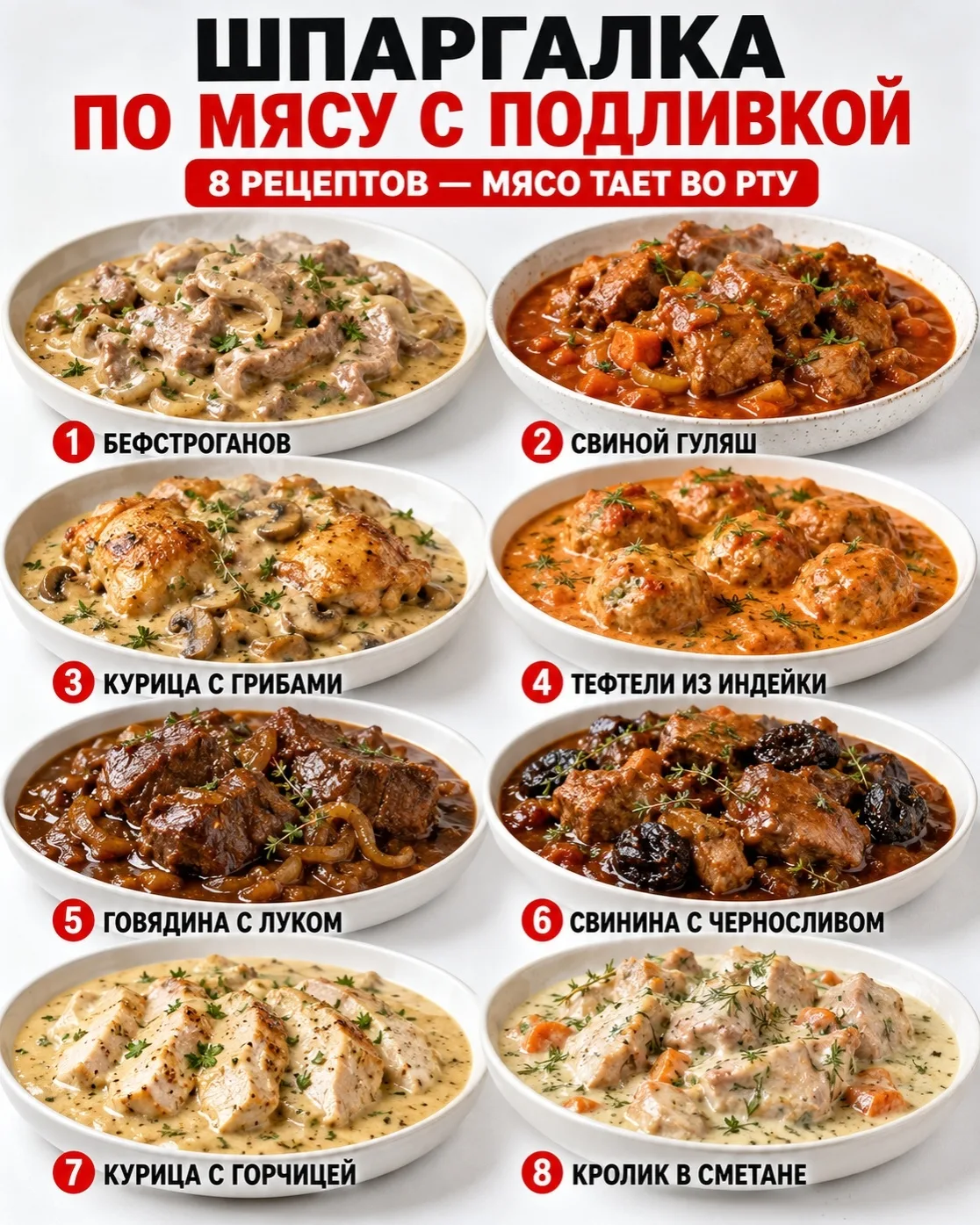 🥩 ШПАРГАЛКА ПО МЯСУ С ПОДЛИВКОЙ ❤️