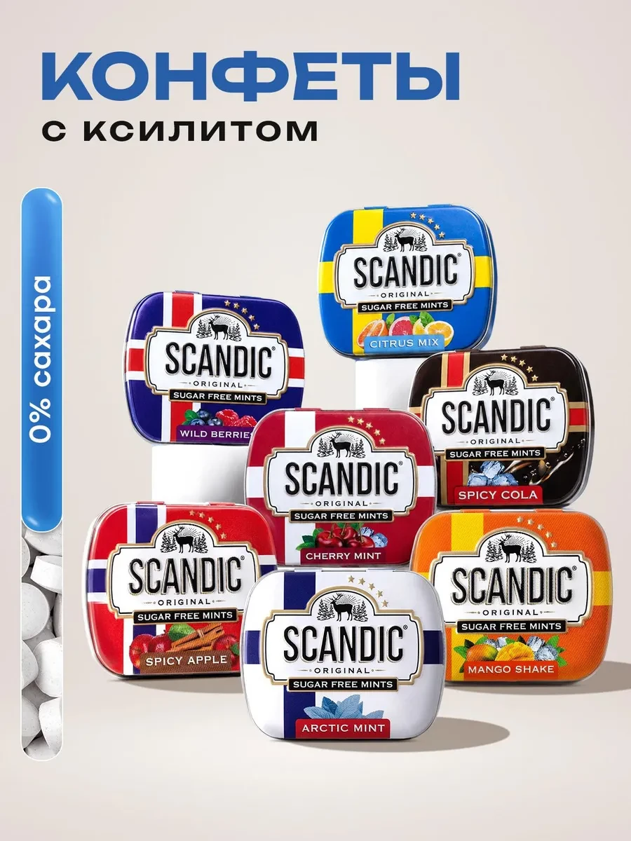 ⚡️ Конфеты без сахара "Ассорти" 7 вкусов полезный подарок, SCANDIC