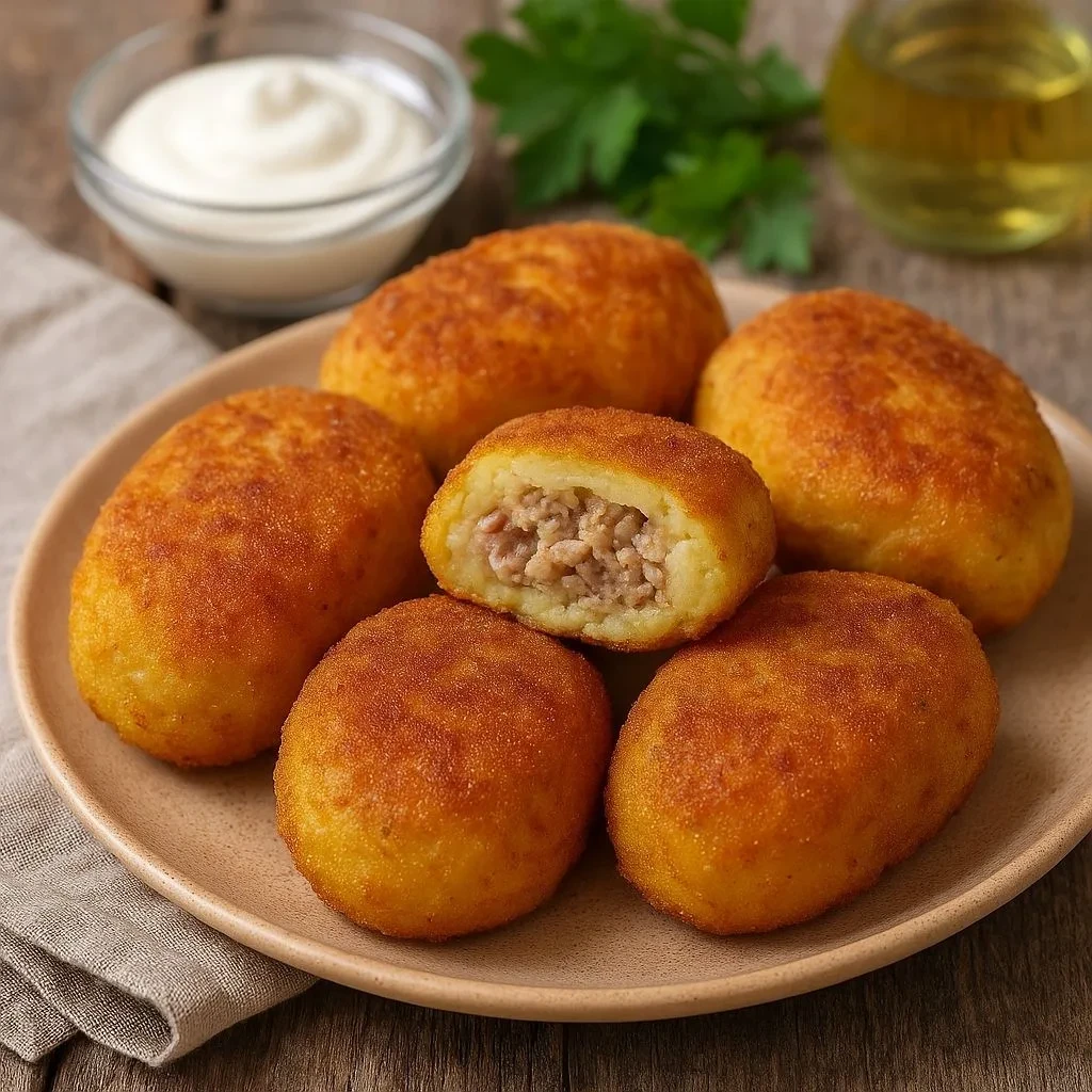 🥔 Картофельные зразы с мясом  Ингредиенты: свинина — 500 г картофель — 1,5 кг лук — 1 шт. сливочное 