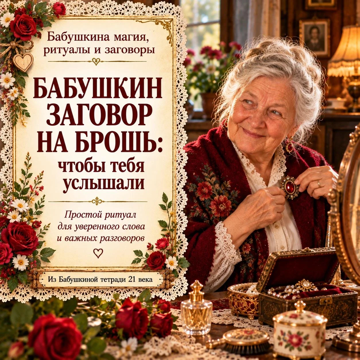 🌹 БАБУШКИН ЗАГОВОР НА БРОШЬ: ЧТОБЫ ТЕБЯ УСЛЫШАЛИ