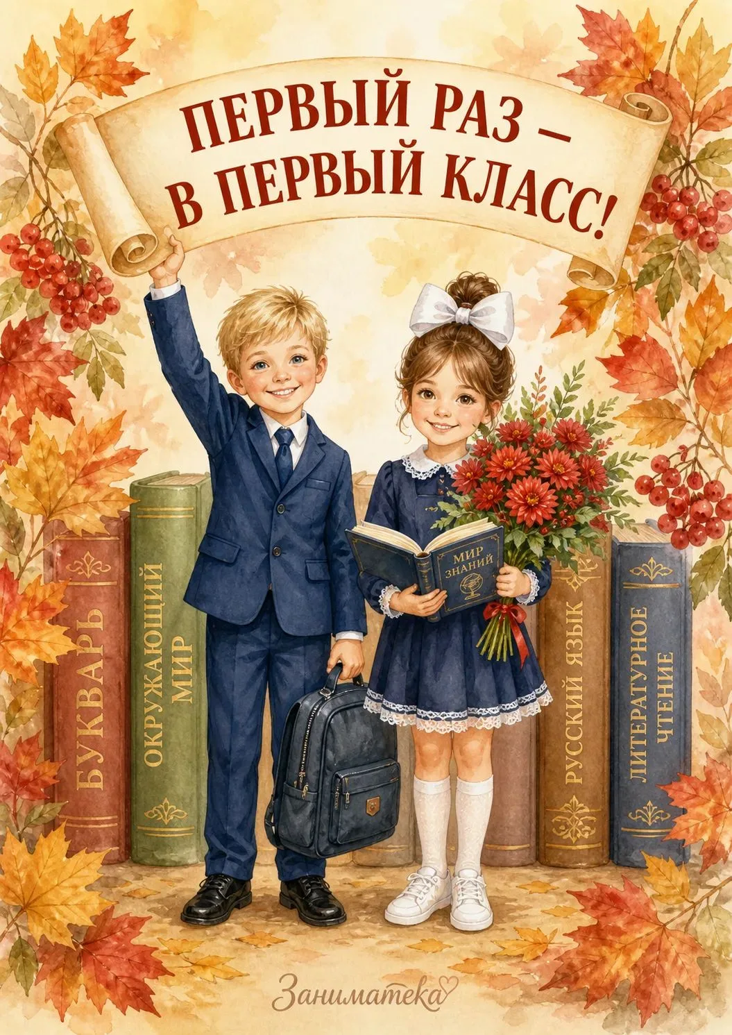 🎨 Раскраски-открытки ко Дню знаний 1 сентября