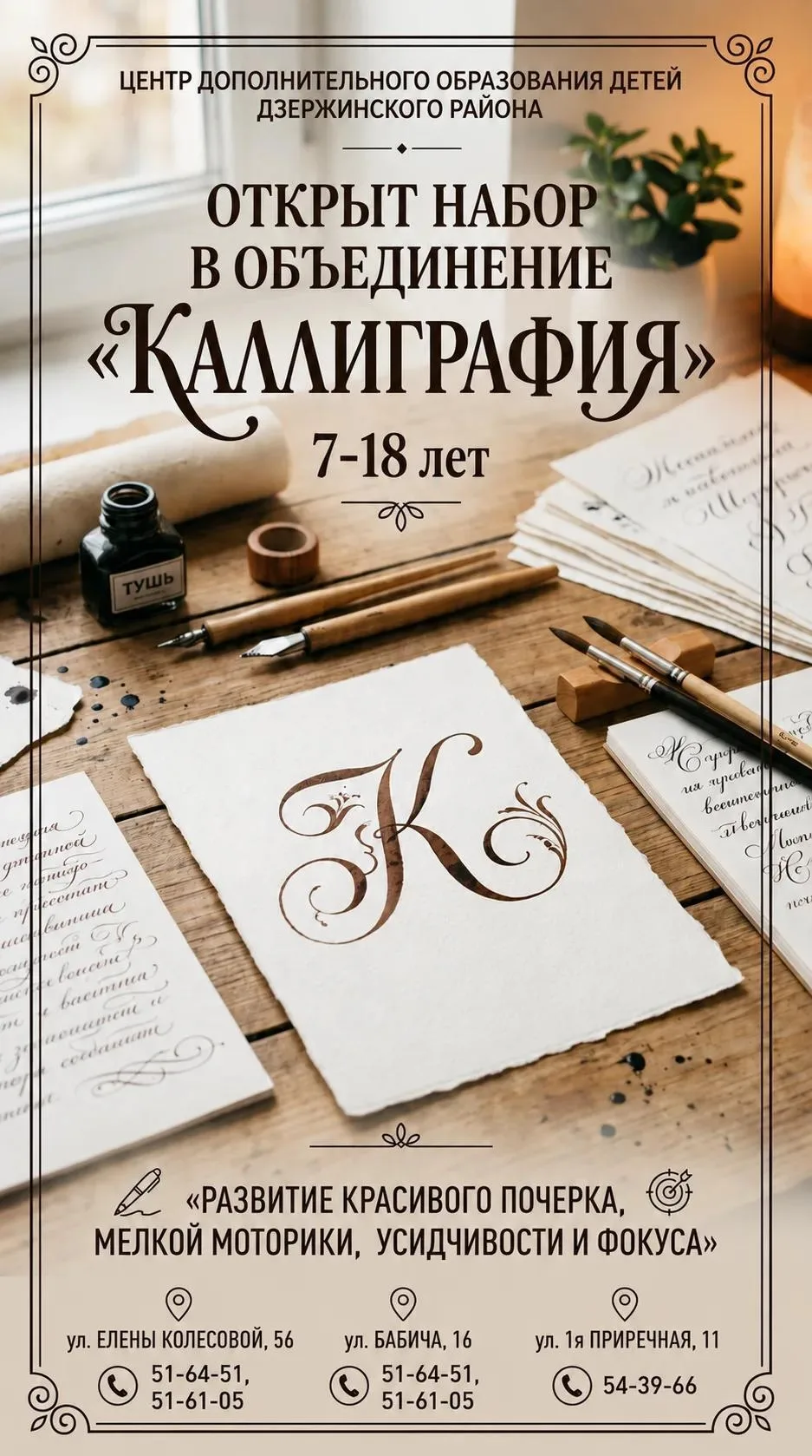 БЕСПЛАТНАЯ КАЛЛИГРАФИЯ ДЛЯ ВАШЕГО ШКОЛЬНИКА 7–18 ЛЕТ!
