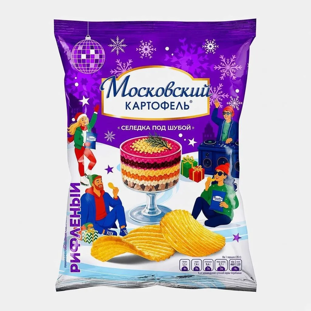 😮 Чипсы со вкусом селедки под шубой выпустил Московский картофель