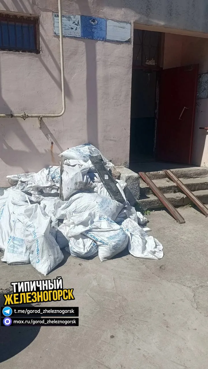 🚯 «Два месяца никто не убирает»: жители жалуются на мусор у подъезда в Железногорске