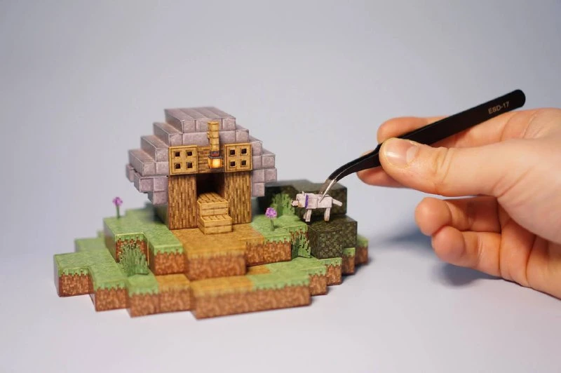 В бумажном мире Minecraft фанат сделал из бумаги домик для своей бумажной собаки ❤️🎮 О...