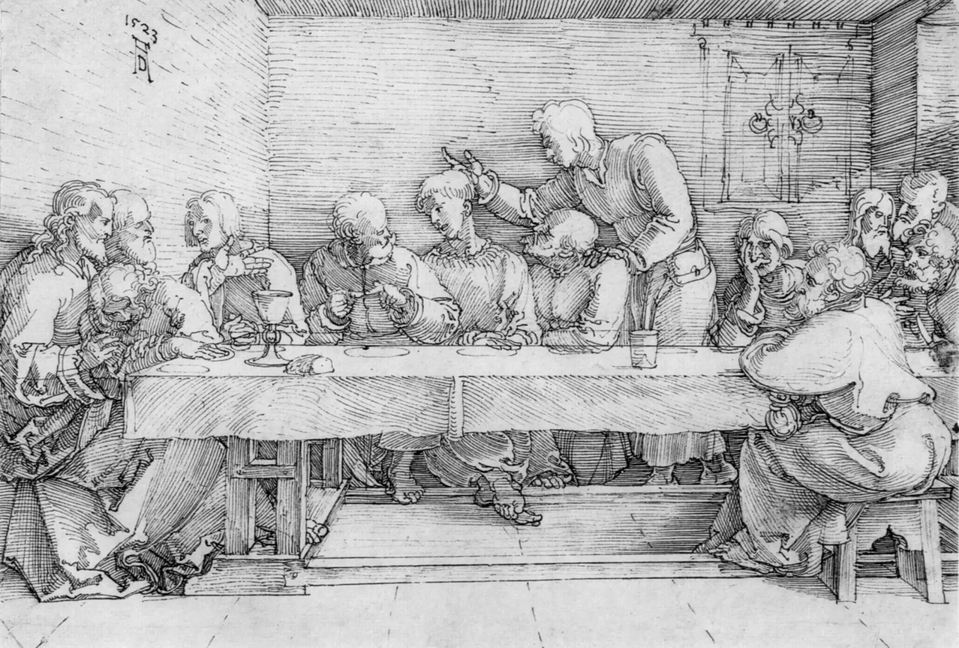 Альбрехт Дюрер
"Тайная вечеря", 1523 г. 

Тушь, бумага. Размер: 22 х 32 см. Галерея Альбертина, Вена