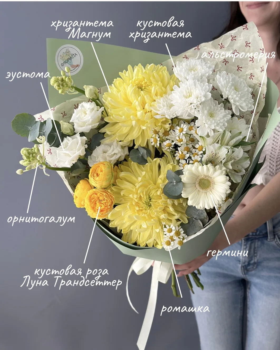 Как насчет классного сборного букета с хризантемами и ромашками?🐥🌿