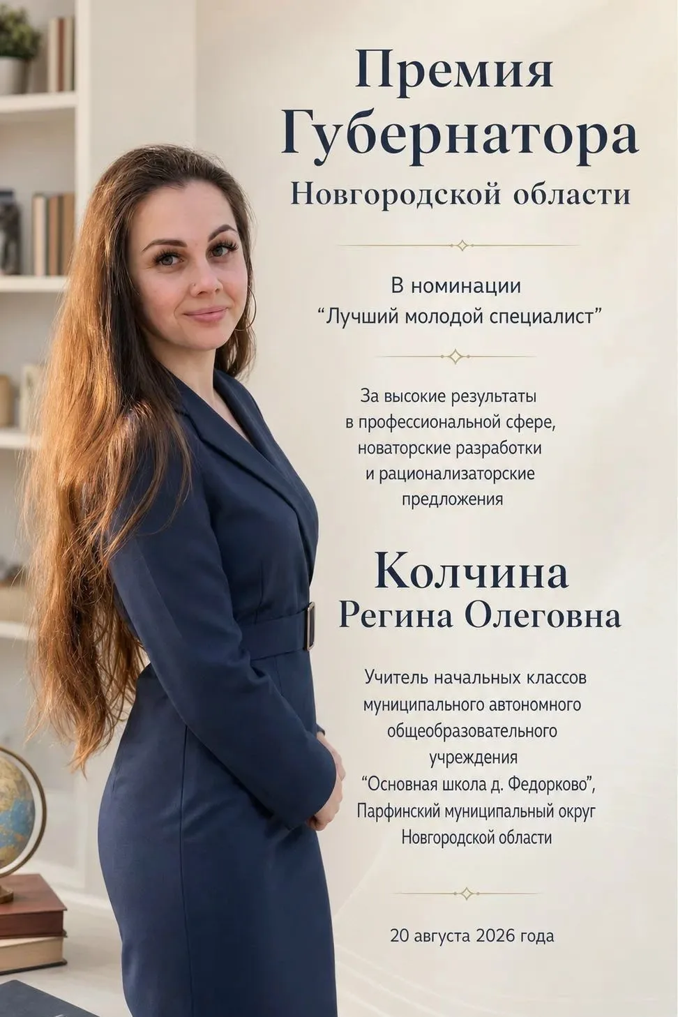 Поздравляем Регину Олеговну Колчину, учителя МАОУОШ д. Федорково, с присуждением премии...