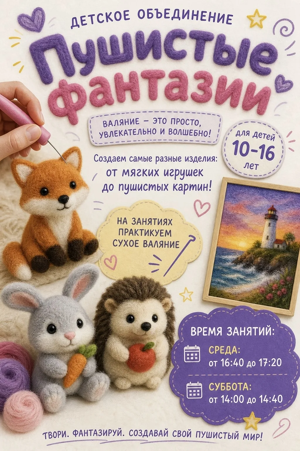Продолжается набор в детское объединение "Пушистые фантазии" 🌻