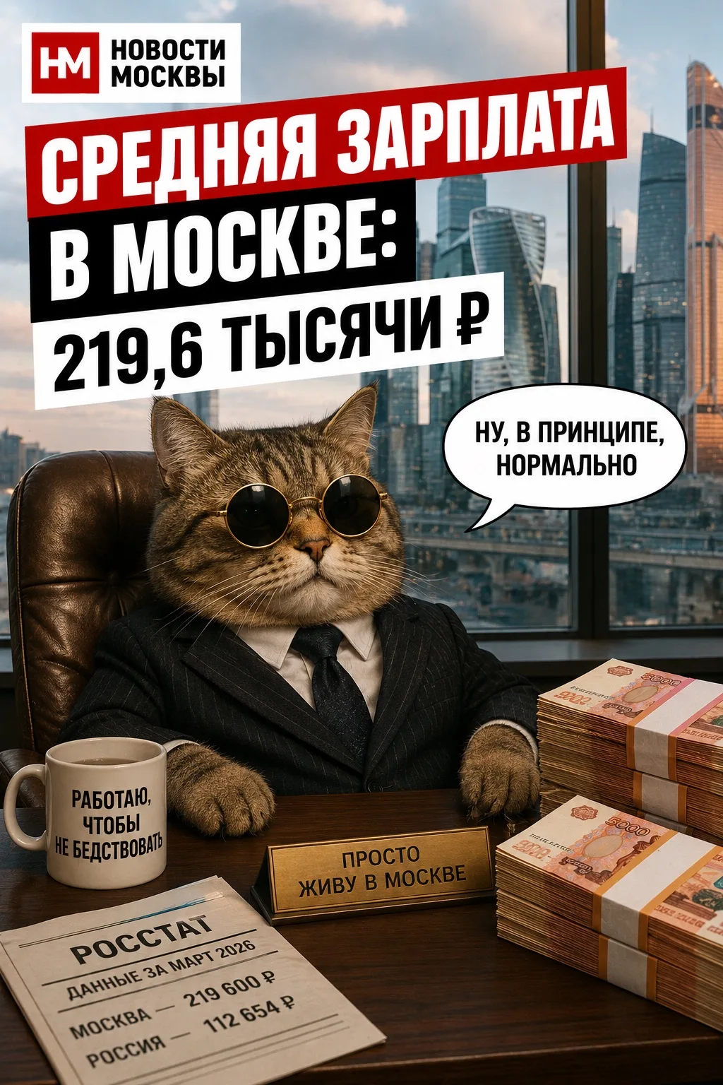 💸 Средняя зарплата в Москве достигла 219,6 тысячи рублей