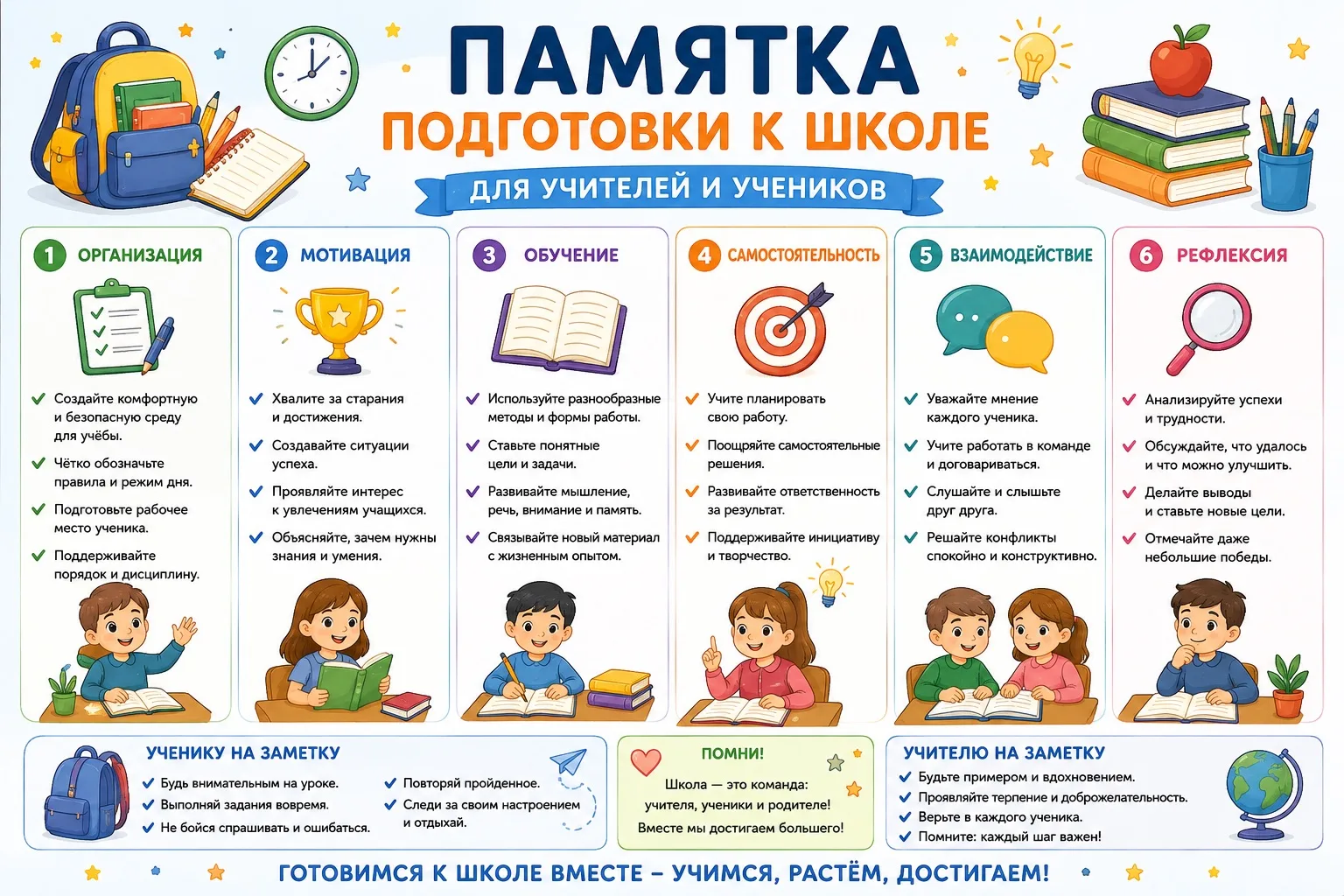 Памятка подготовки к школе для учителей и учеников