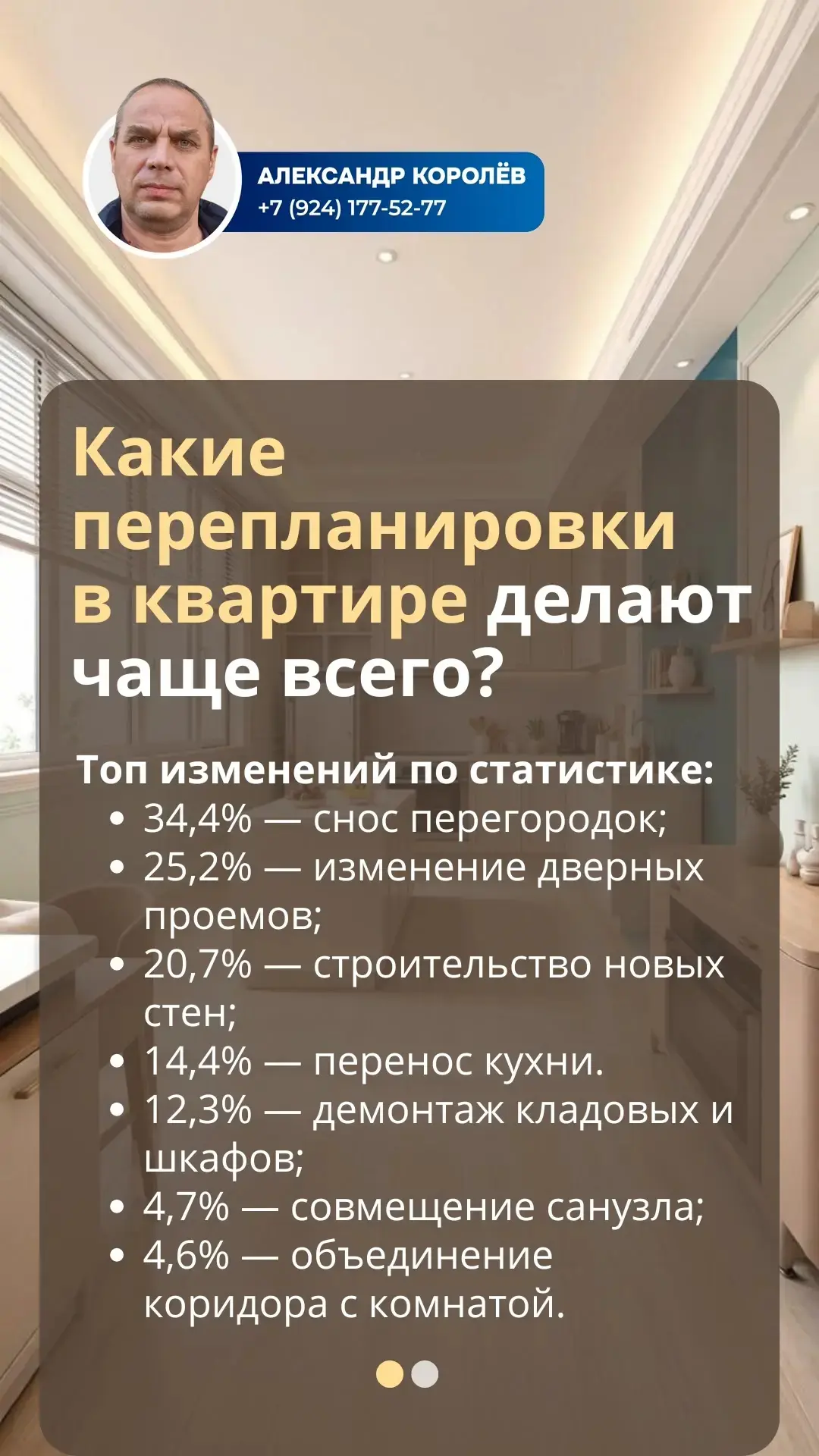 Какие перепланировки в квартире делают чаще всего?