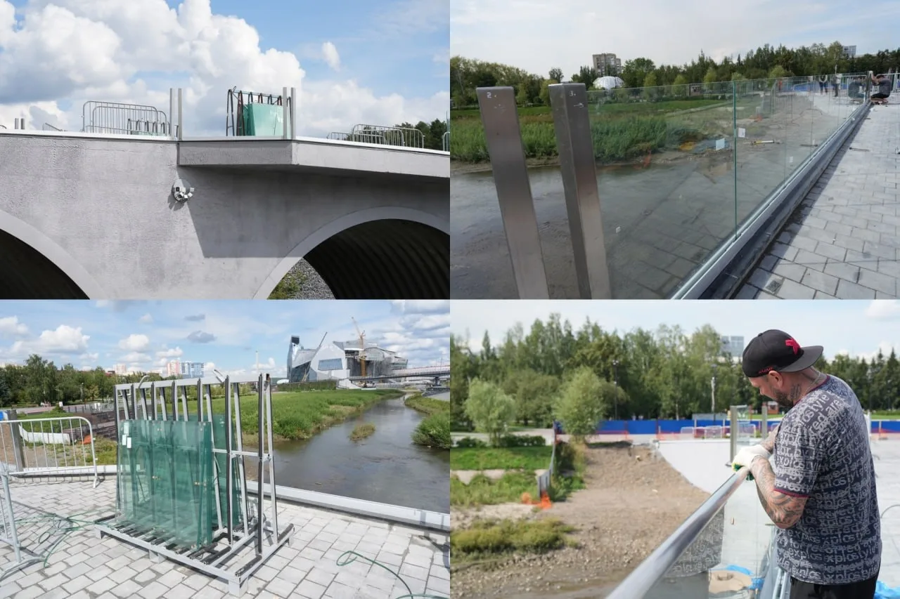 Пешеходный мост между парком Жукова и сквером Невского начали стеклить