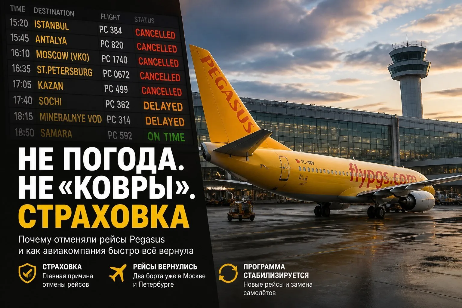 ✈️ Отмена рейсов Pegasus оказалась не про «ковры» и не про погоду, а про страховку — ав...