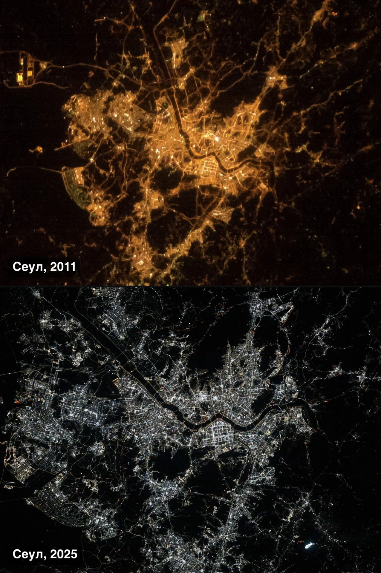 За 23 года наши города буквально поменяли цвет. Астронавт NASA Дон Петтит сравнил снимк...
