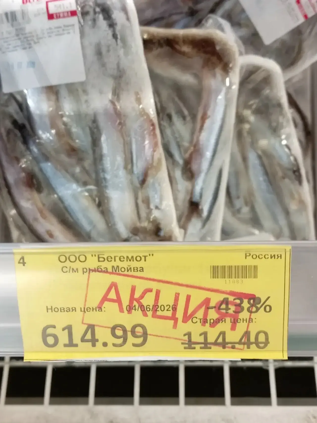 Загадочная акция на мойву в магазине "Бегемот"