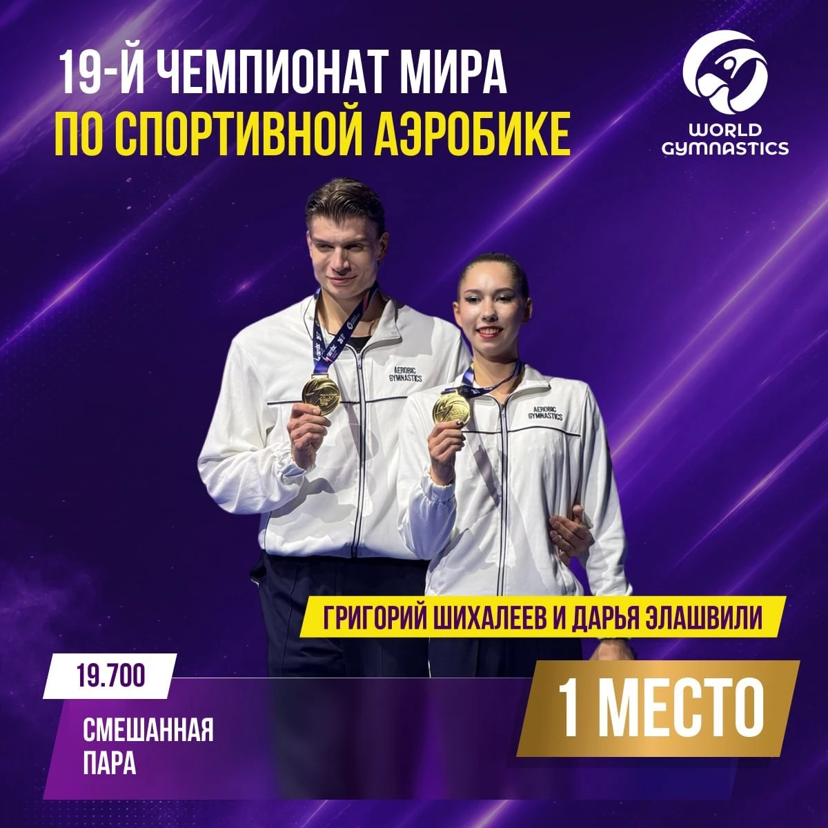 👏 Россияне впервые за 24 года завоевали золото ЧМ по спортивной аэробике в миксте