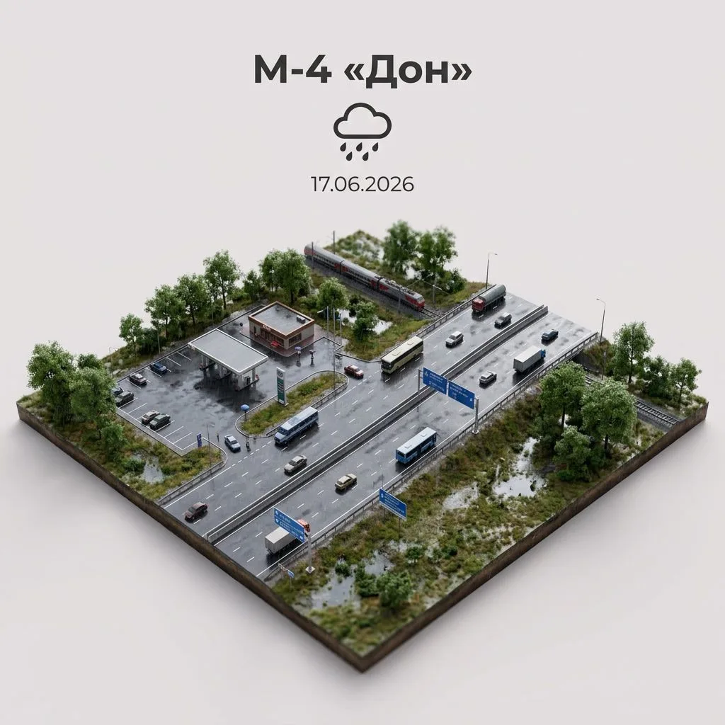 Погодные условия на М-4 «Дон» 17 июня
     
Утром местами дождь в Московской, Тульской областях и Кр