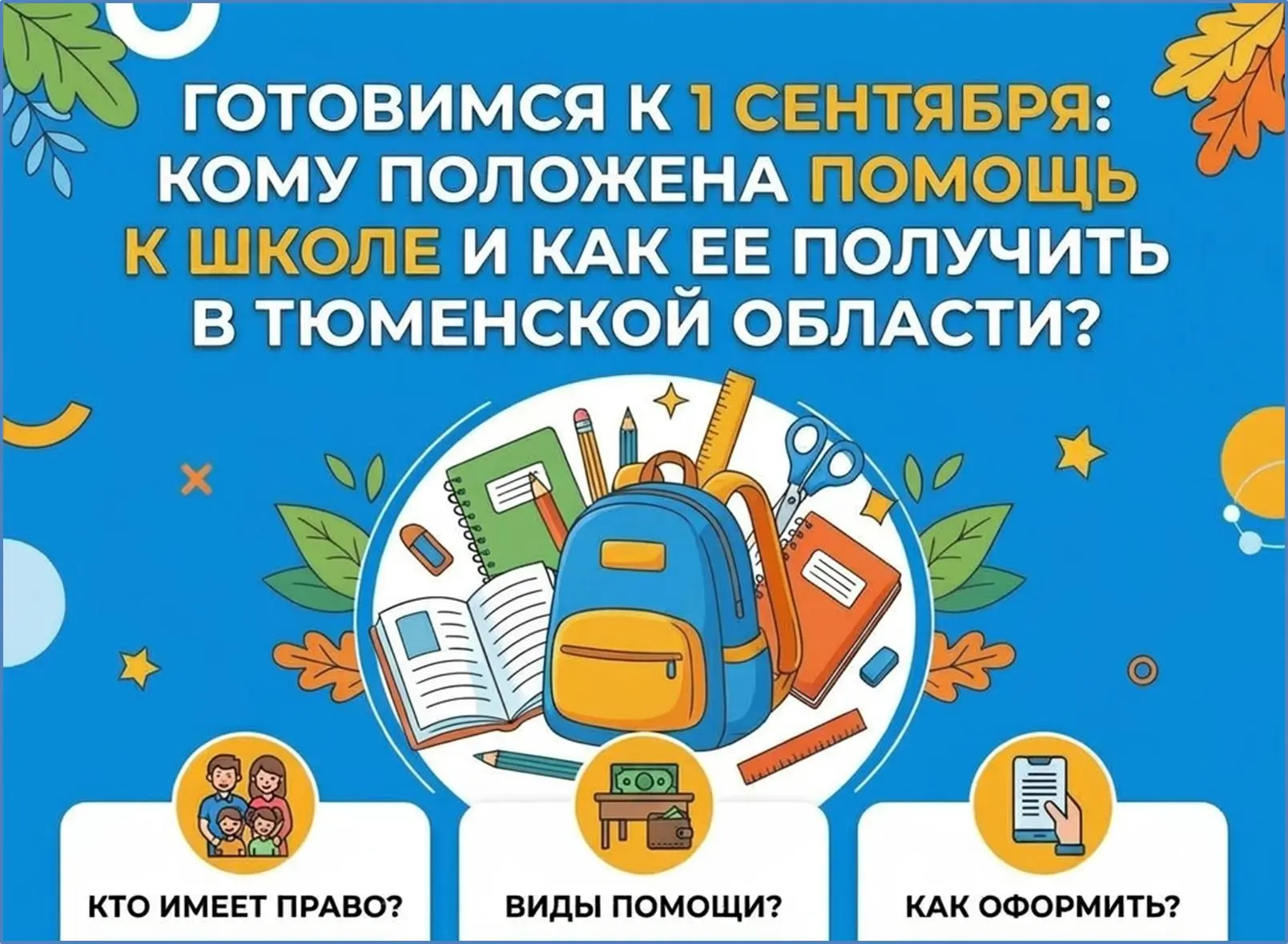 Готовимся к 1 сентября: кому положена помощь к школе и как ее получить в Тюменской обла...