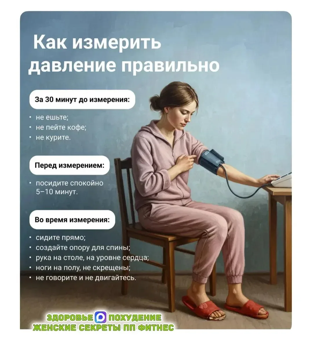 🩺 Как правильно измерять артериальное давление: простые правила  Чтобы получить точные показатели, с