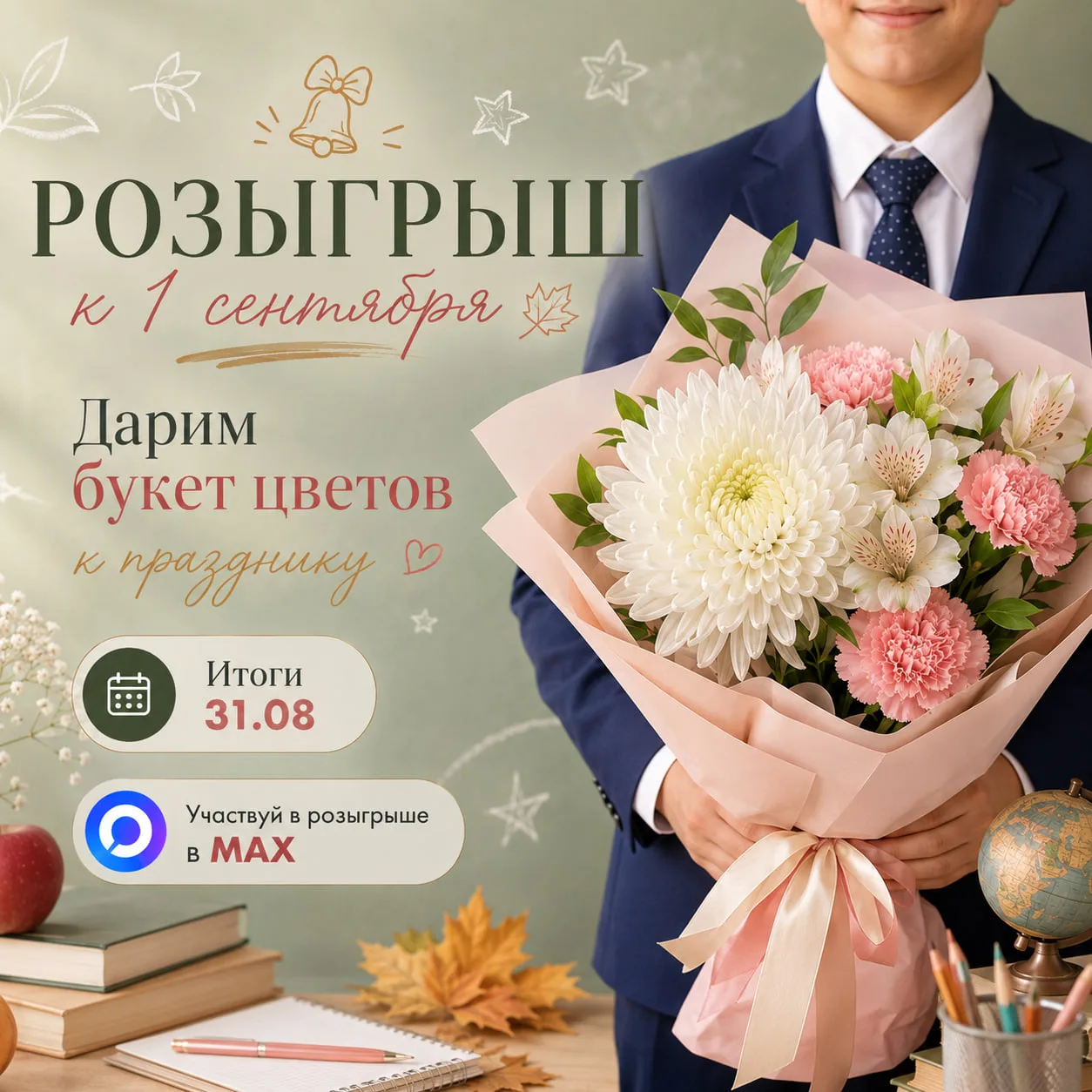 Дарим букет цветов к 1 СЕНТЯБРЯ за подписку на наш канал! 💐📚