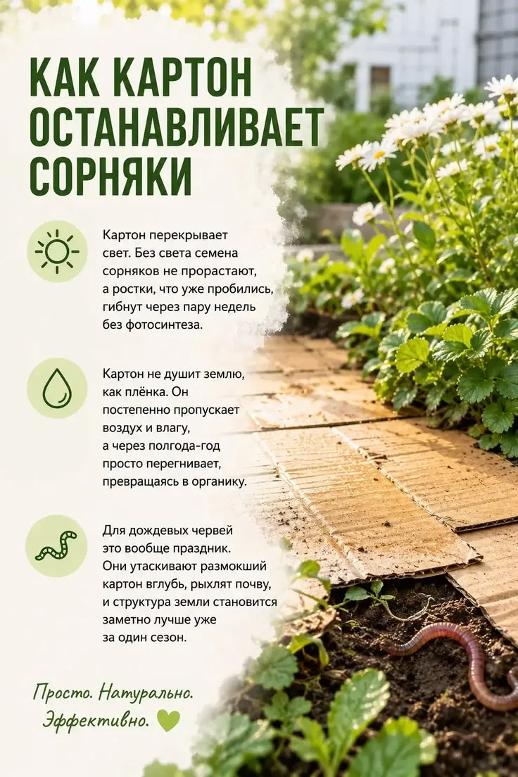 🌿 **Как картон спасает урожай от сорняков** 🌿