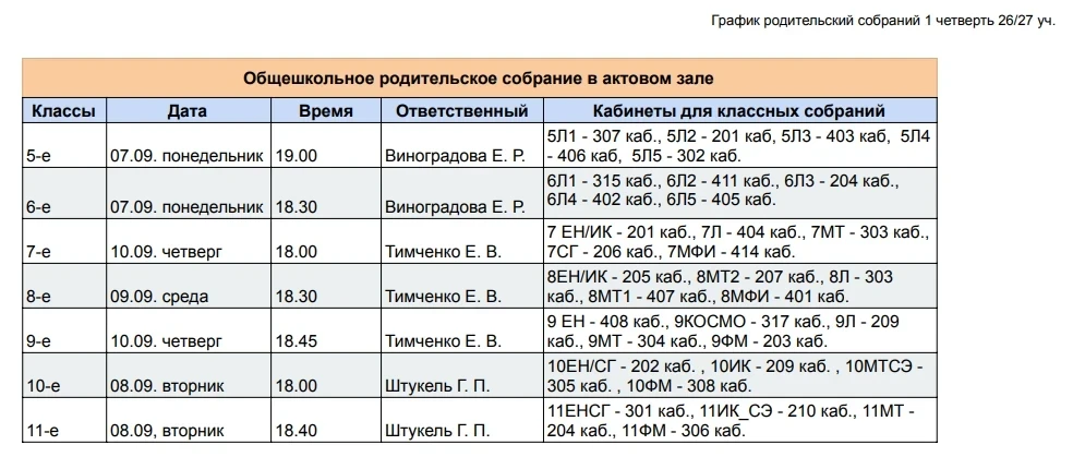 🔔 Уважаемые родители! Приглашаем вас на первые родительские собрания сентября.