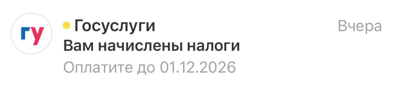 Россиянам начали приходить уведомления об уплате налогов на Госуслуги. В квитанциях ука...