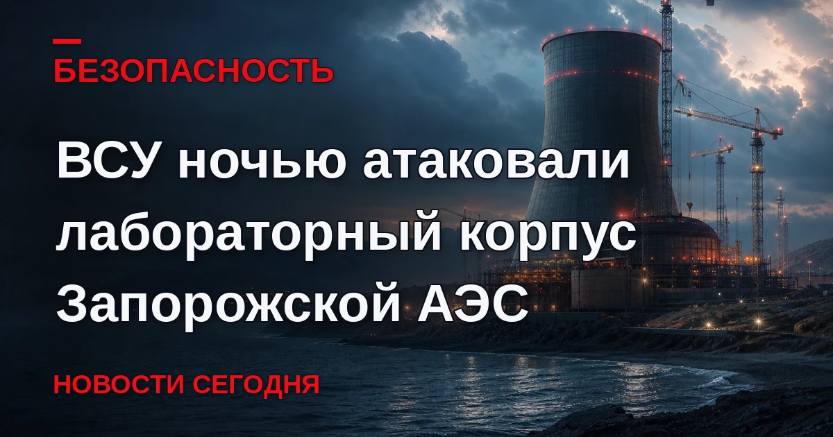 Украинская армия ночью атаковала лабораторный корпус Запорожской АЭС и здание по перера...