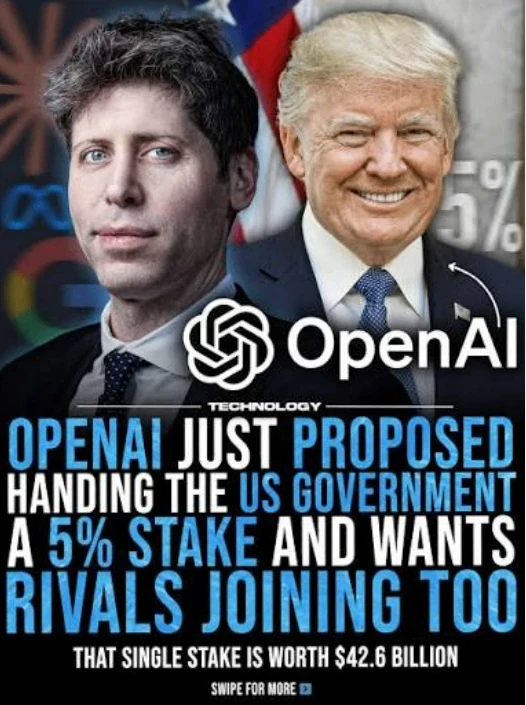 👀 OpenAI предложила правительству США 5% акций
