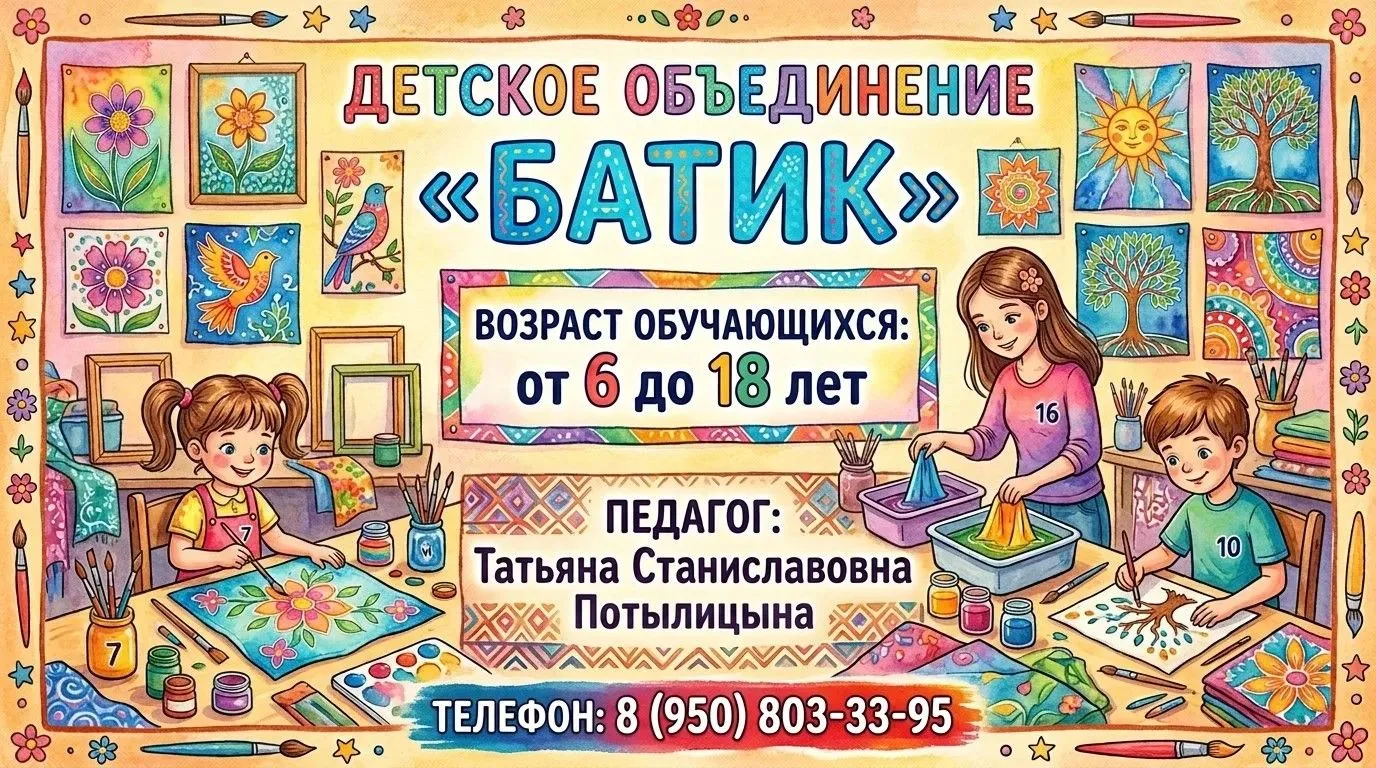 🎨Дом творчества «Октябрьский» г. Липецка объявляет набор в детское объединение: «Батик»