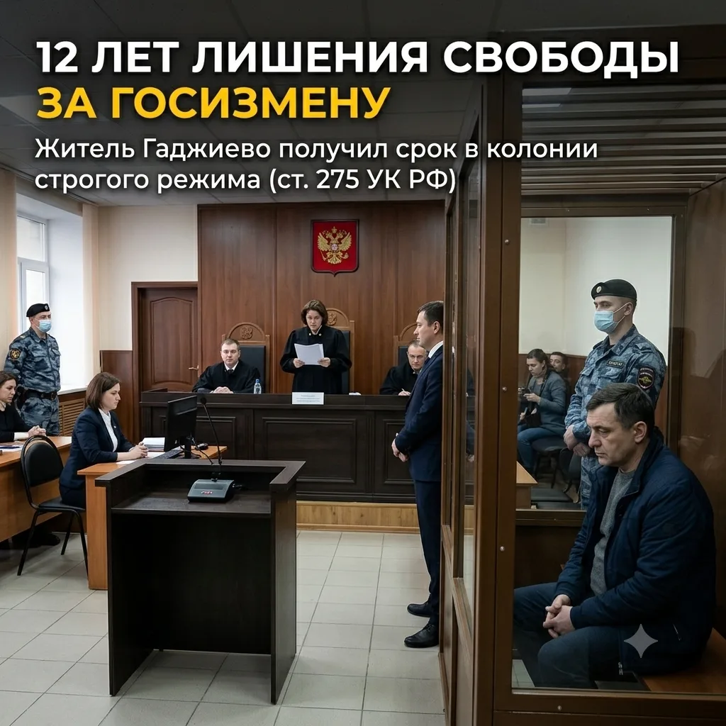 Житель Гаджиево был приговорен к 12 годам лишения свободы по обвинению в государственно...