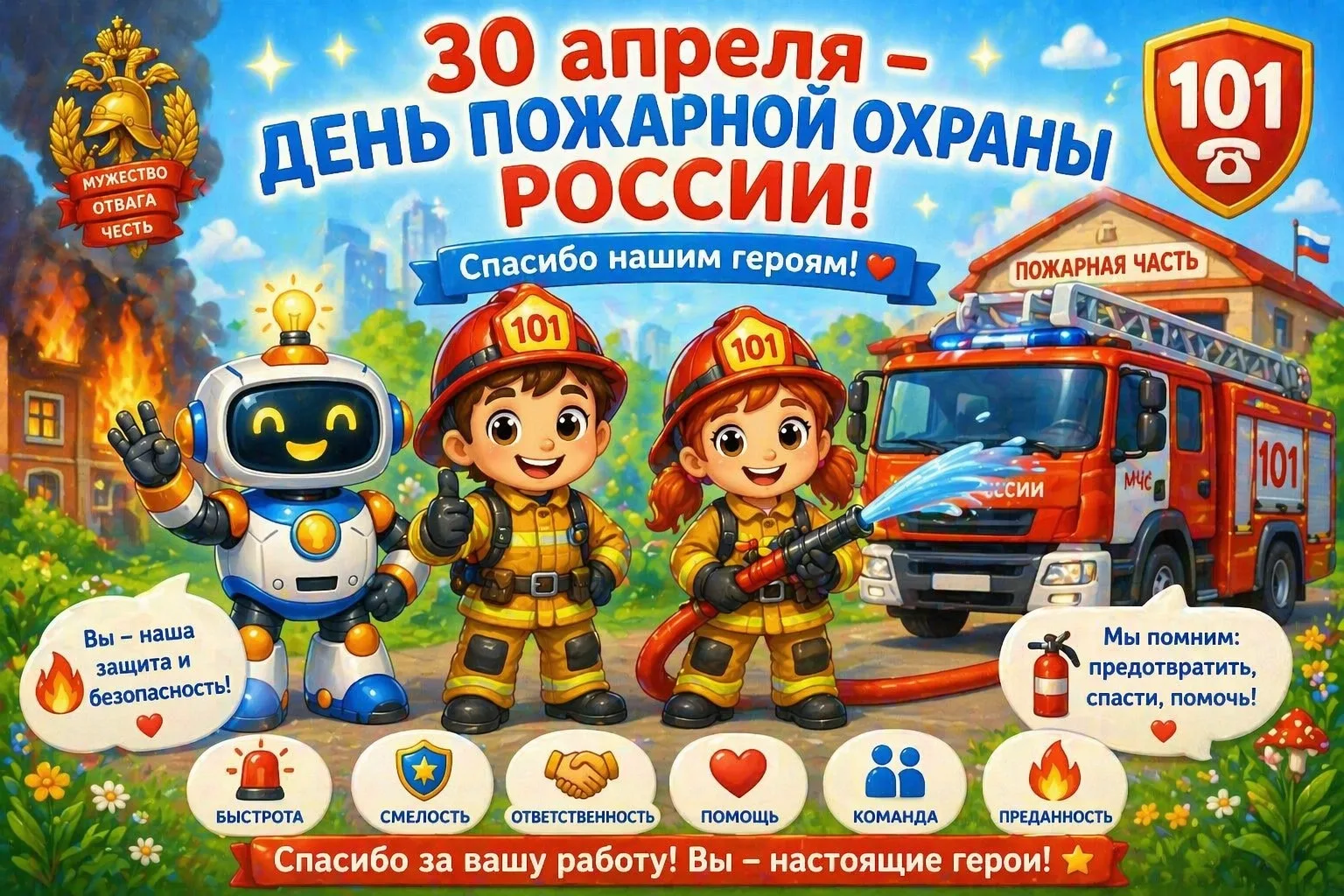 30 апреля, в нашей стране отмечается важный и мужественный праздник — День пожарной охраны России 🇷