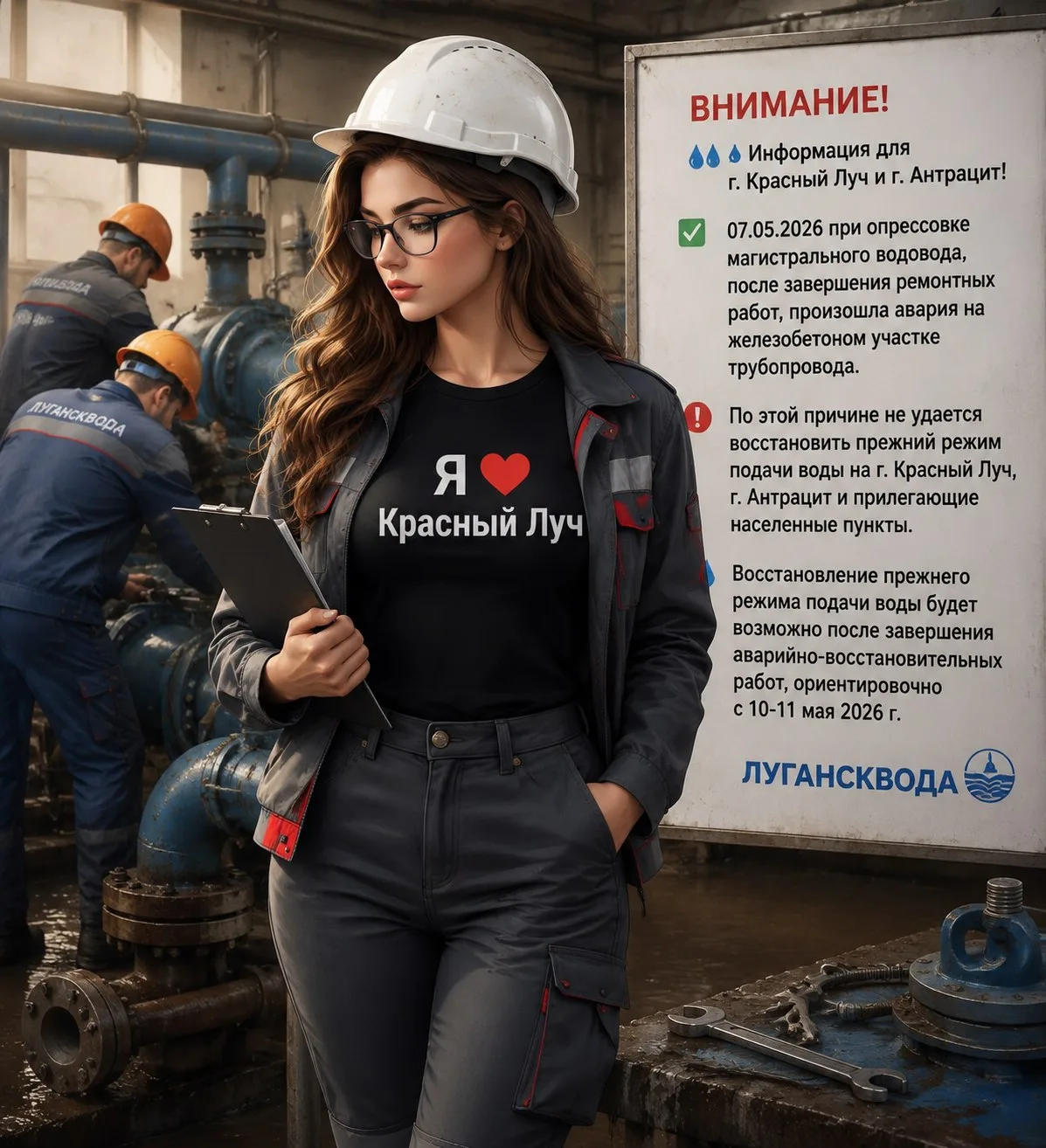 Внимание!  Информация для г. Красный Луч и г. Антрацит!    ✅ 07.05.2026 при опрессовке магистральног