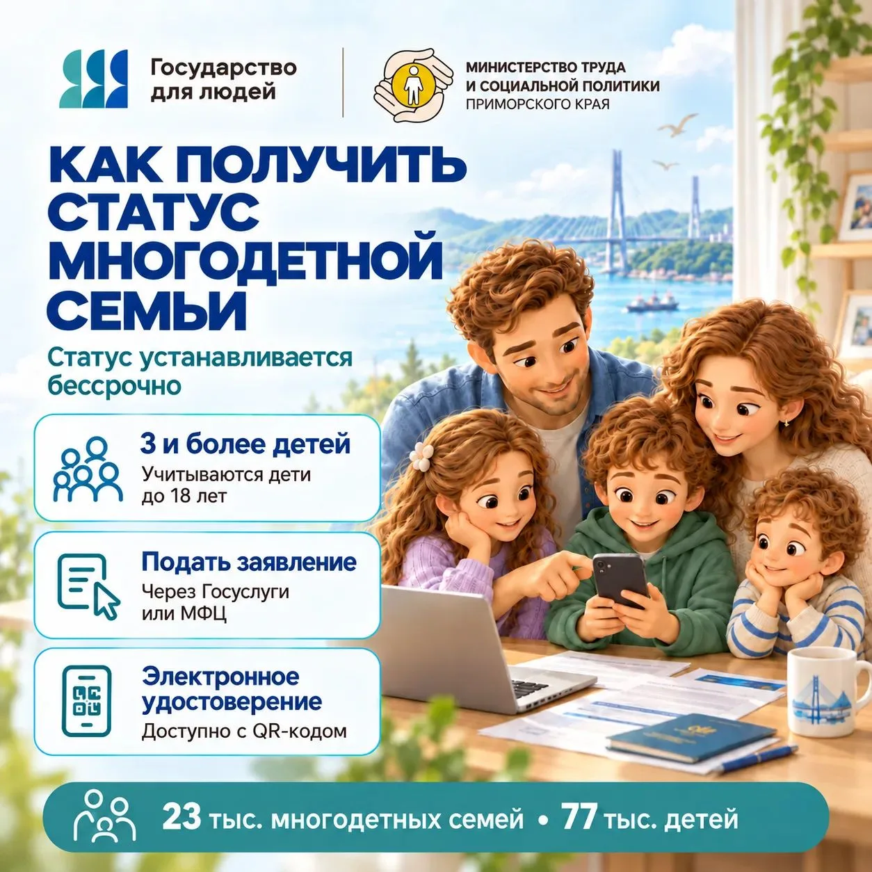 👨‍👩‍👧‍👦 Многодетный статус – бессрочно: что важно знать семьям Приморья