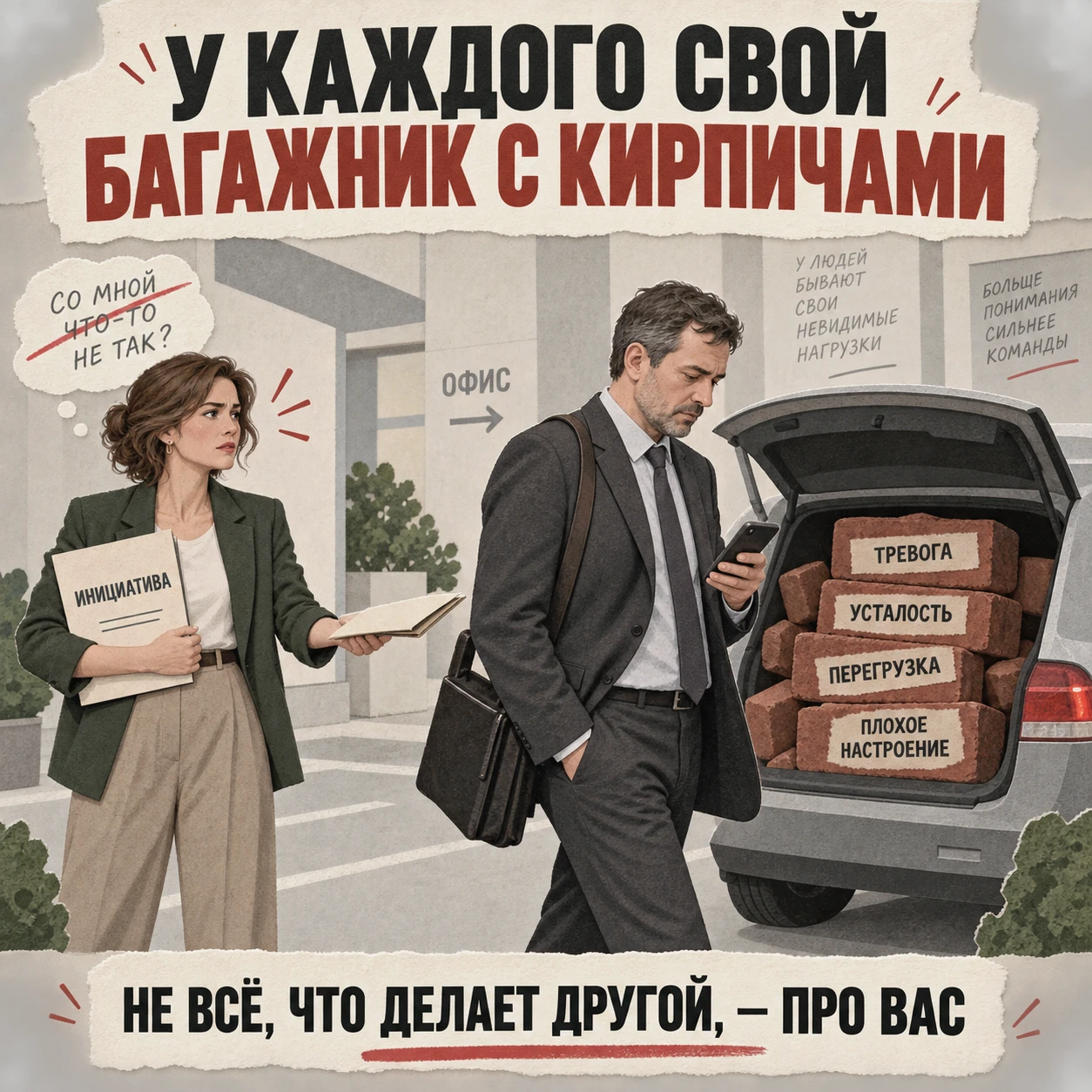 Управленческая техника "У каждого свой багажник с кирпичами".