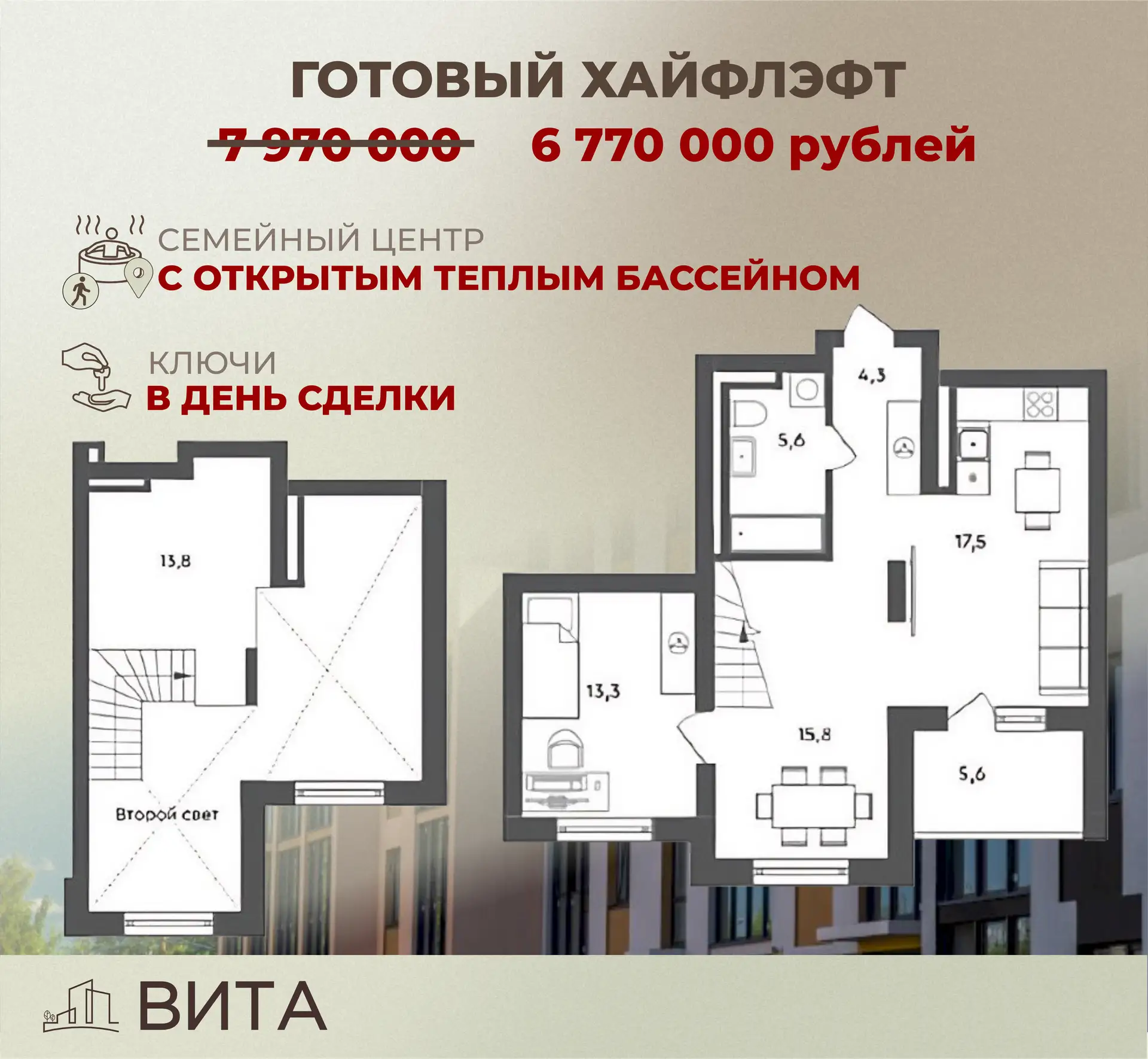 🤩Вау-формат, который редко встретишь: готовая двухуровневая квартира с платежом от 32 ...