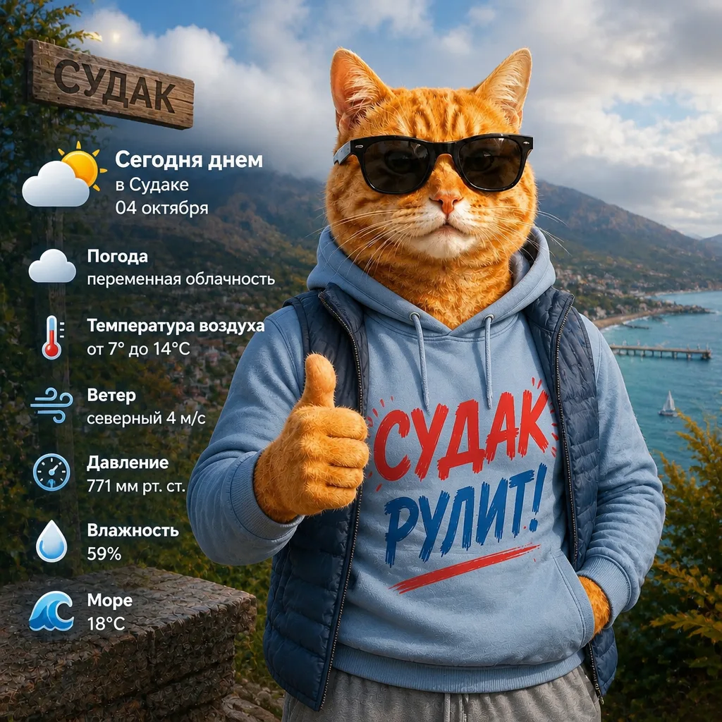 🌤 Погода в Судаке на сегодня, 4 октября