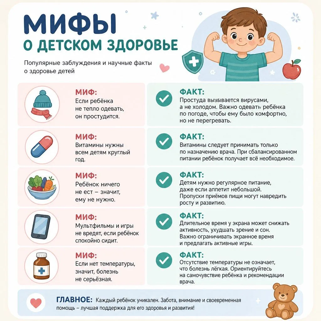 🤔 Мифы о детском здоровье: развенчиваем популярные заблуждения