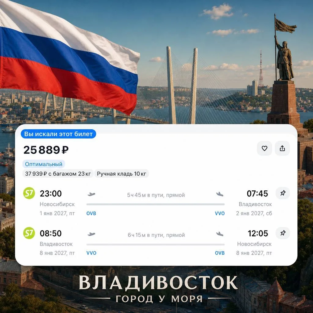 Улететь из Новосибирска во Владивосток