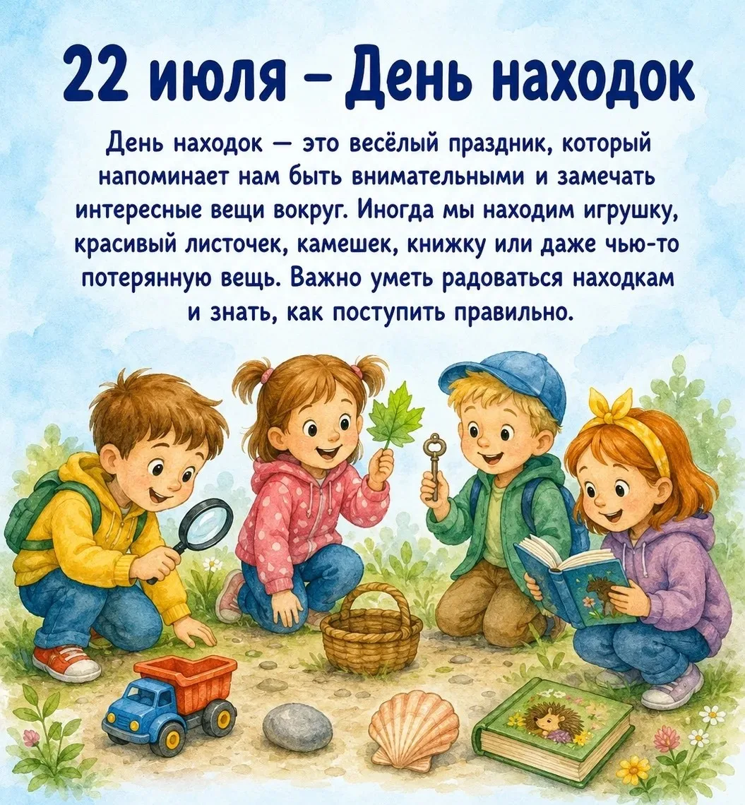🔎ДЕНЬ НАХОДОК🔍
2⃣2⃣ июля — День находок!