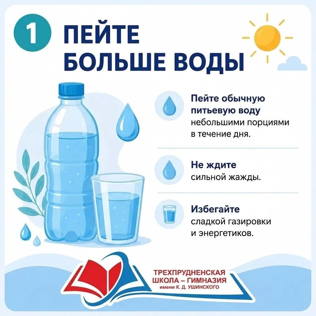 ☀️ОСТОРОЖНО: ЖАРКАЯ ПОГОДА!☀️
❤️Дорогие ученики, родители и педагоги!
В регионе сохраняется жаркая п