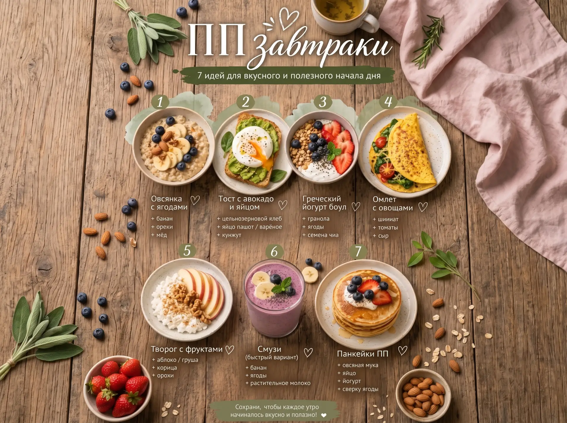 🍓 Не знаете, что приготовить утром?

Ловите подборку вкусных ПП-завтраков для энергии, легкости и о