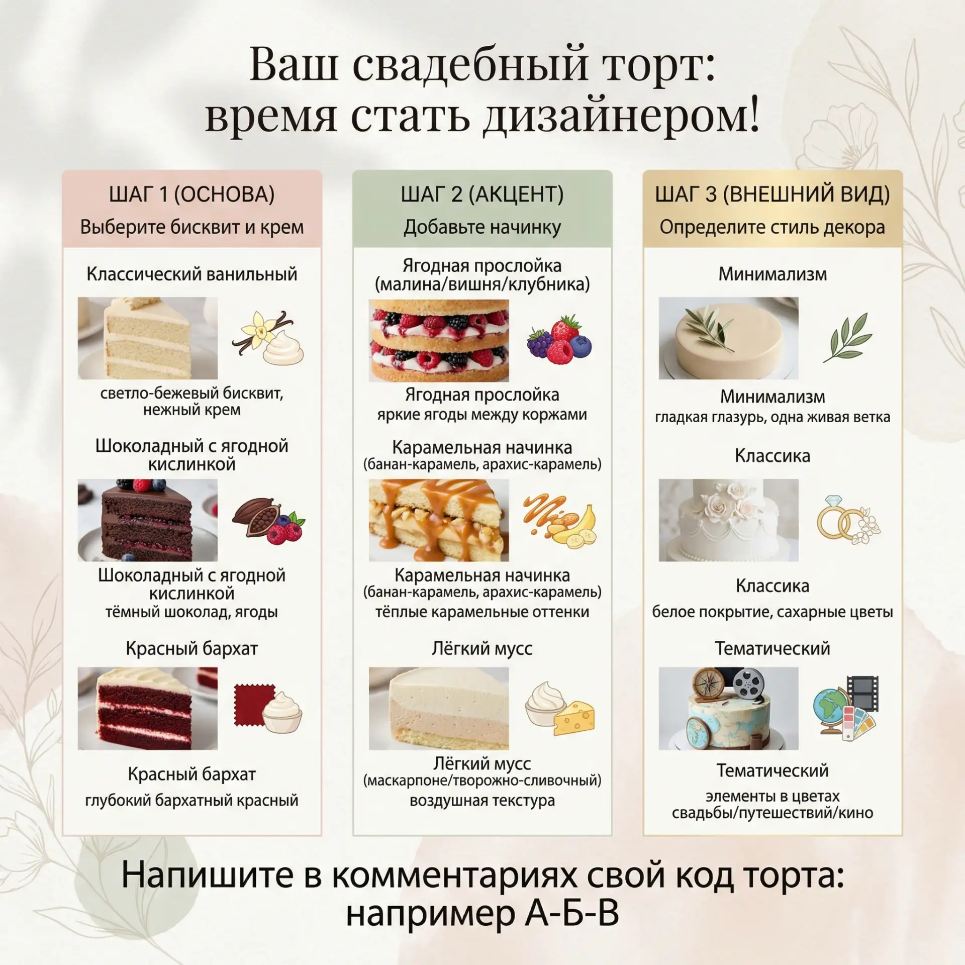 🎨 Ваш свадебный торт: время стать дизайнером!