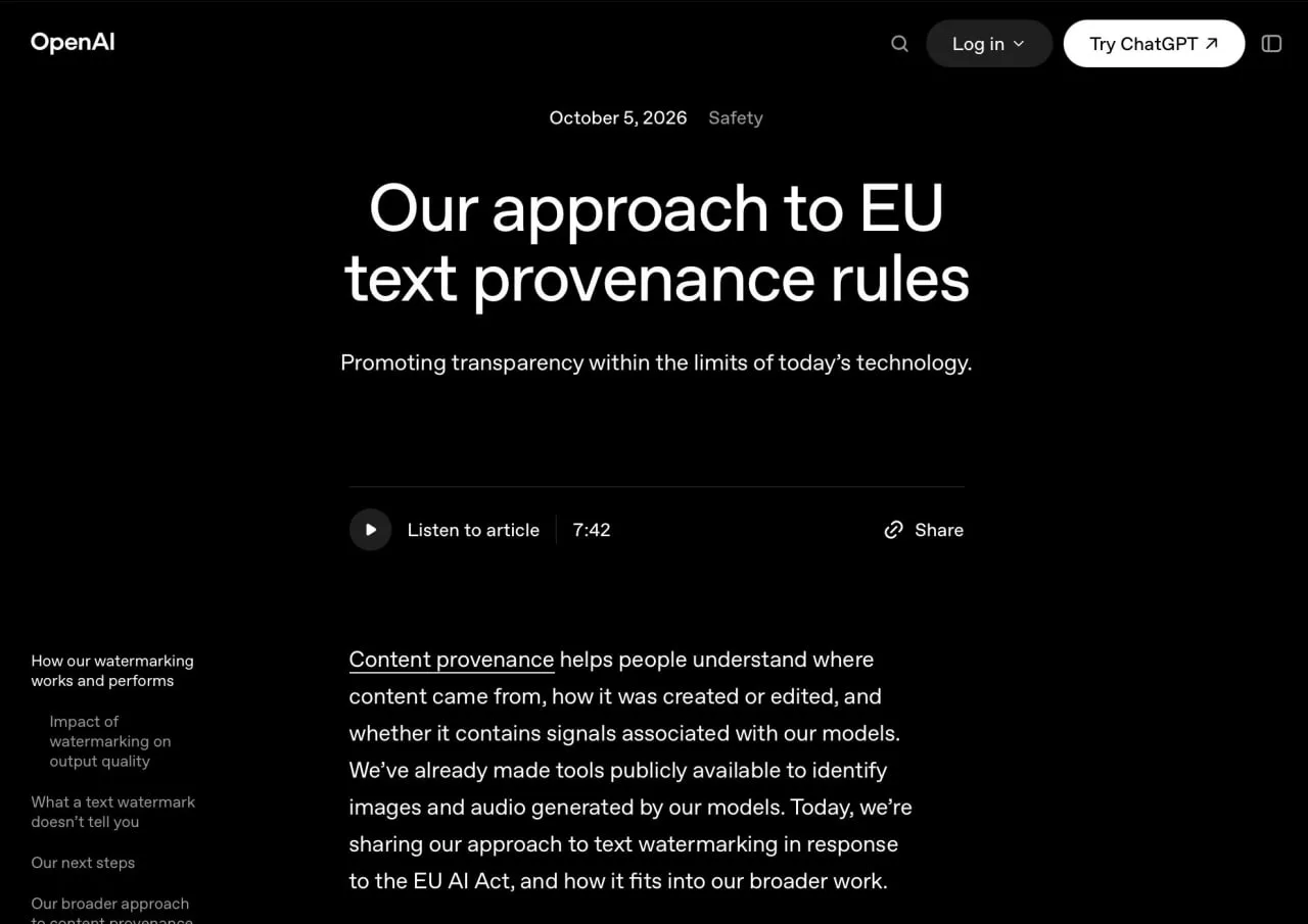 🤑В тексты ChatGPT могут начать встраивать невидимые «водяные знаки». OpenAI тестирует ...