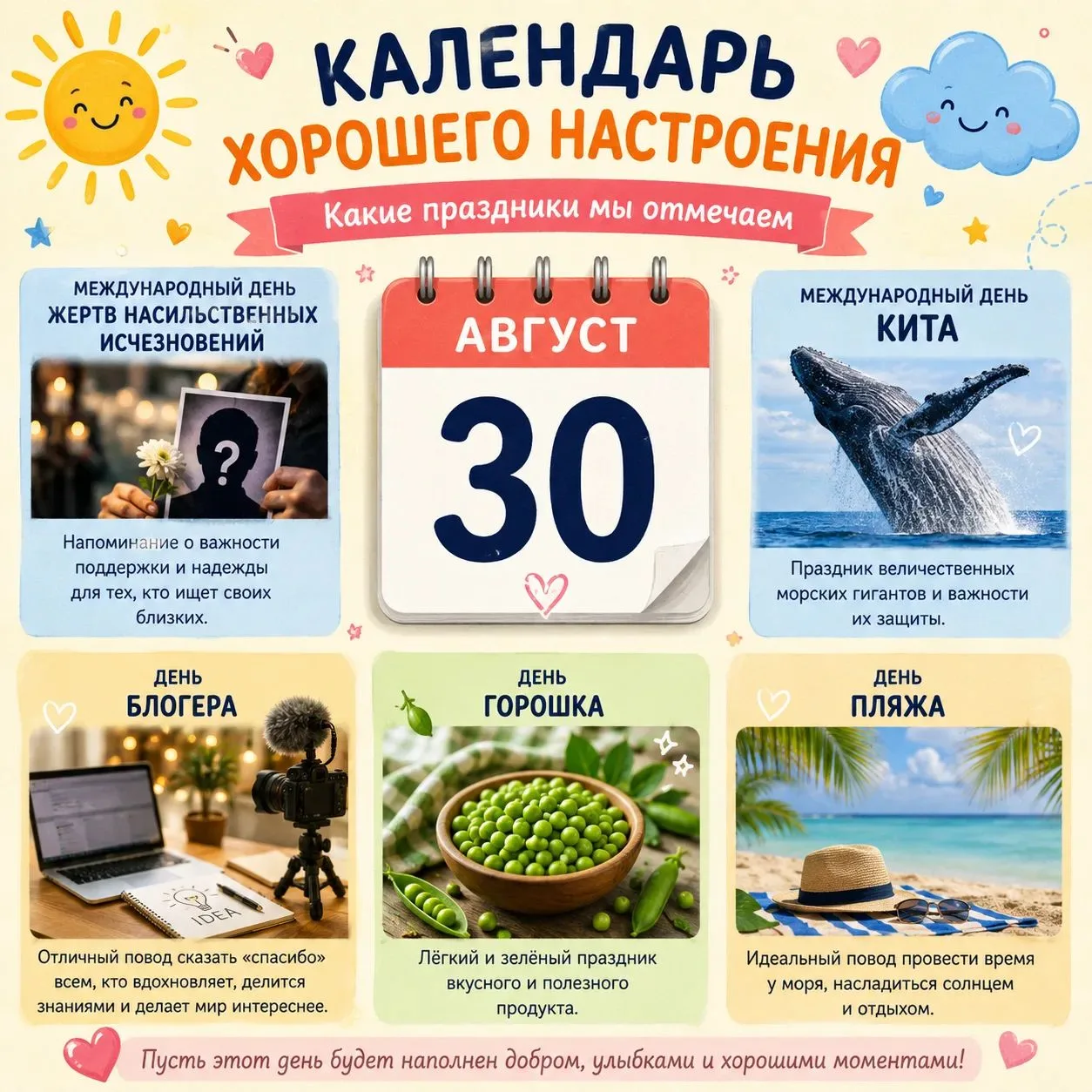 Календарь хорошего настроения: какие праздники мы отмечаем 30 августа