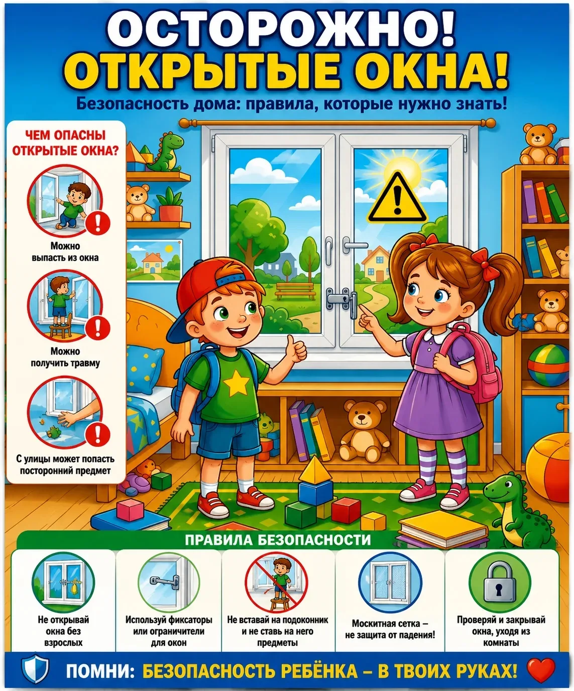 ❗️ Окна в доме: красота или опасность? Разбираемся вместе! ☀️🏠
 Лето — время проветриваний и свежег