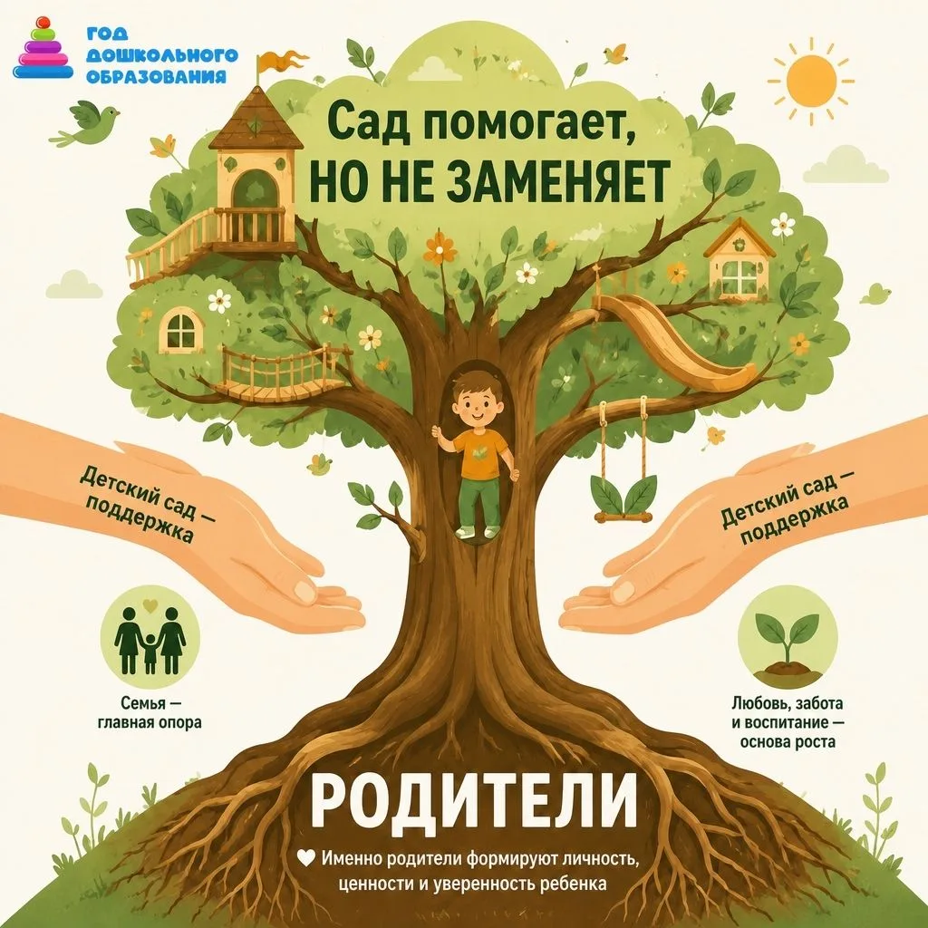Детский сад — это помощь, а не замена
Мы часто слышим фразу: «Сад помогает растить ребёнка». И это п